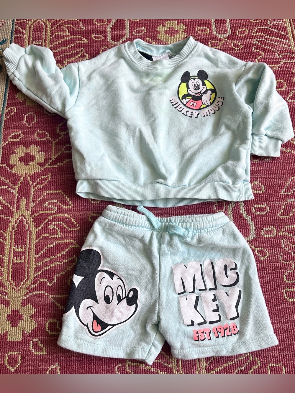 Zara Disney Collab Light Blue Mickey Mouse Two-Piece Set